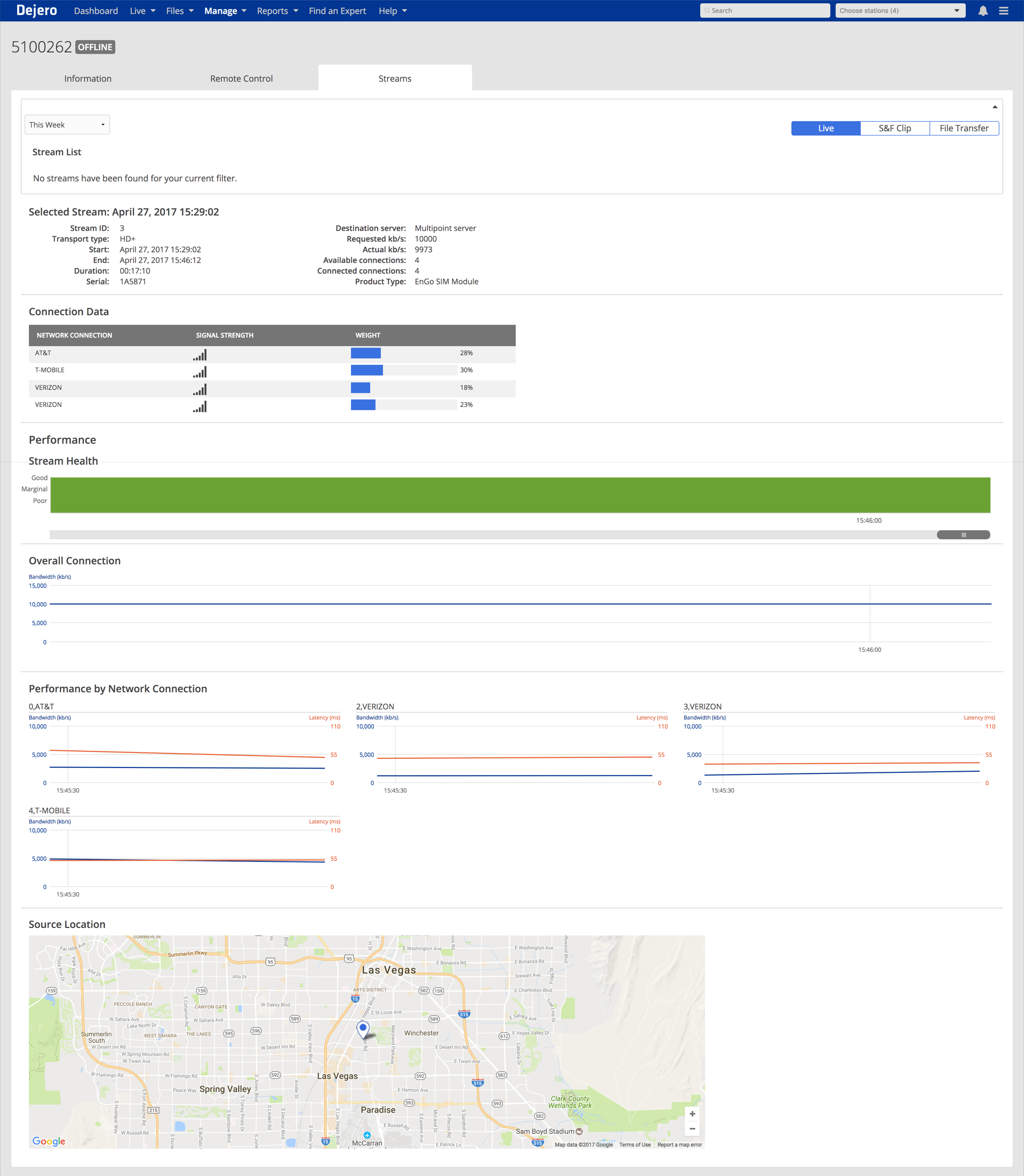 How to monitor live stream performance using Dejero Control